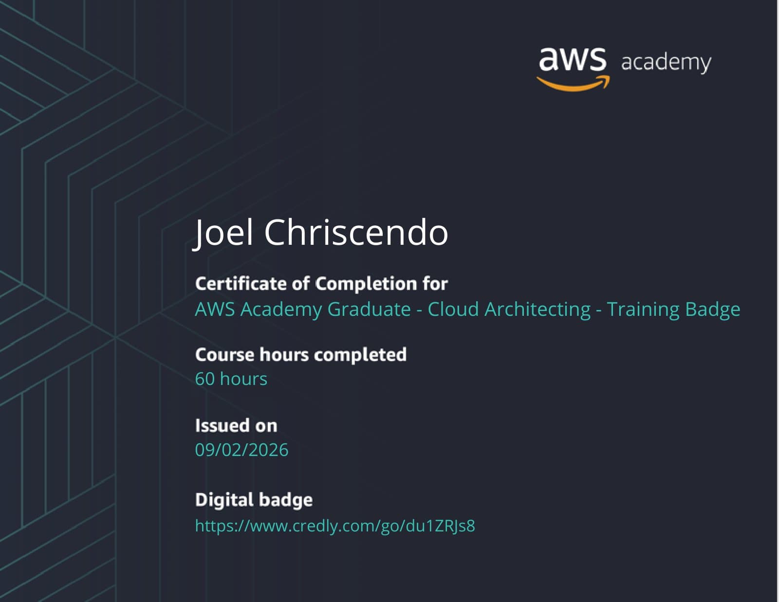 AWS Academy Graduate: Cloud Architecting certificate