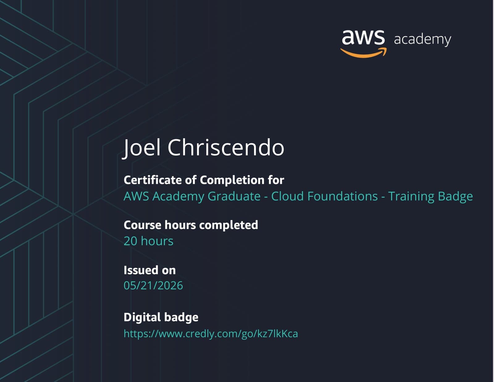 AWS Academy Graduate: Cloud Foundations certificate